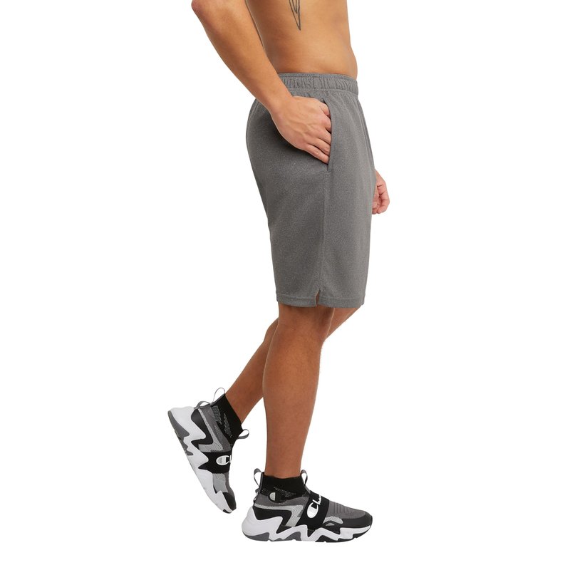 Champion Men's Sport Shorts, Standard Fit, 10 Inch Inseam, Lightweight Fabric, Moisture-Wicking, Available in Regular and Big & Tall, Granite Gray Heather, Large
