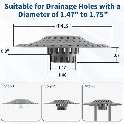 Bathtub Drain Hair Catcher,Tub Shower Drain Hair Trap/Strainer,3PCS Silicone Collapsible Tub Hair Catcher Drain Protector Designed for 1.47" to 1.75'' Regular Drains(Dark Gray)