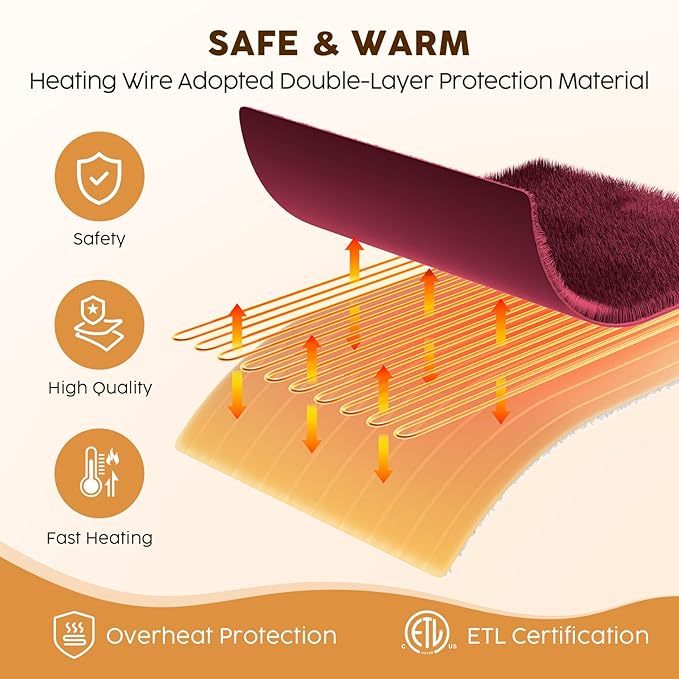 HYLEORY Heated Electric Blanket Queen 84"x90" Soft Fleece & Flannel with 5 Heating Levels & 10 Hours Timer Auto Shutt Off, ETL Certified, Washable，Heated Blanket for Body-Red