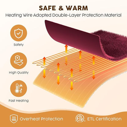 HYLEORY Heated Electric Blanket Full 72"x84" Soft Fleece & Flannel with 5 Heating Levels & 10 Hours Timer Auto Shutt Off, ETL Certified, Washable，Heated Blanket for Body-Red
