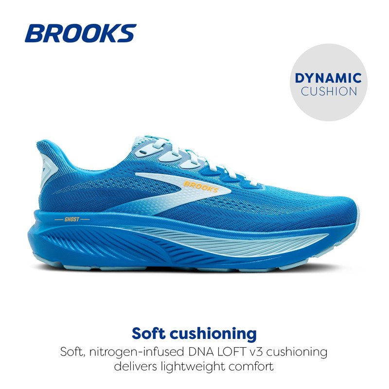 Brooks Men’s Ghost 17 Neutral Running Shoe - Cloissone/Blue/Orange - 10 Medium