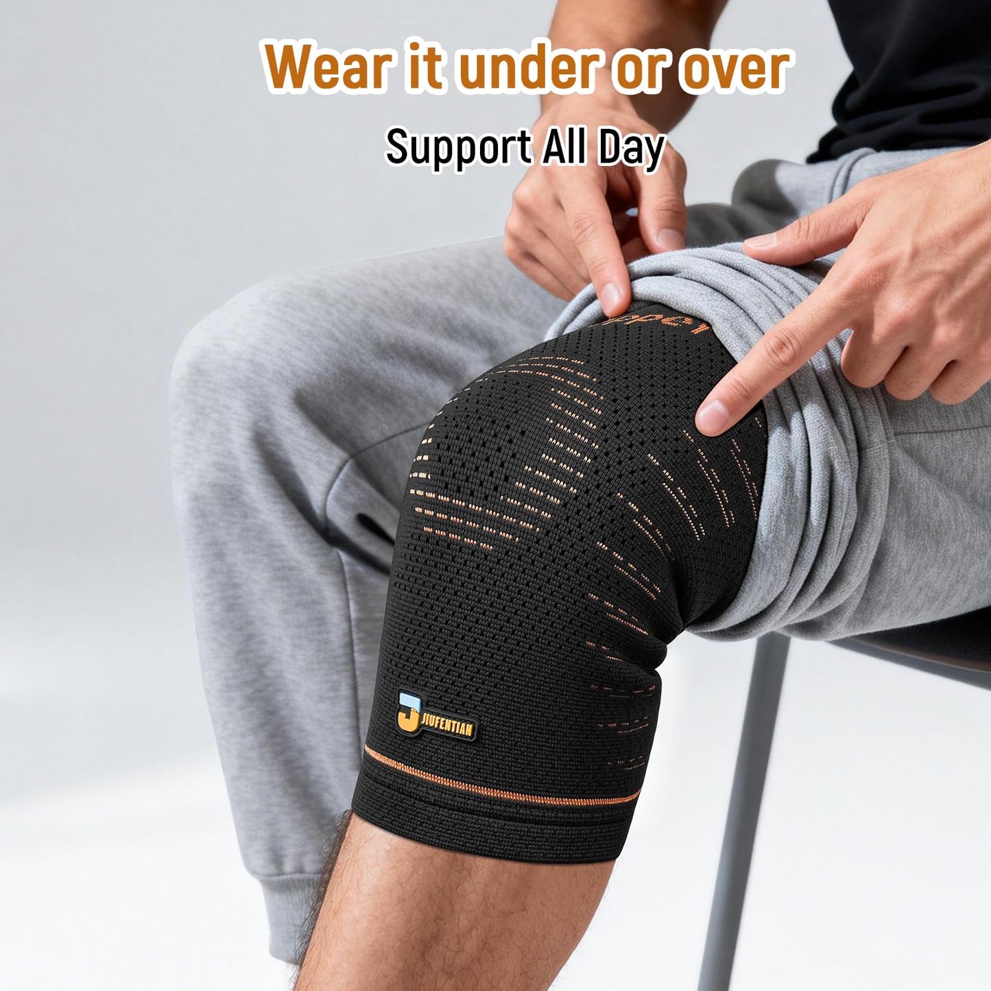 JIUFENTIAN Copper Knee Brace for Women and Men(2 Pack) -knee compression sleeves for Arthritis, Running & Daily Use-Targeted Support for Joint Stability & Pain Relief(Large)