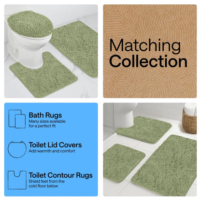 GORILLA GRIP Bath Rug Mat, Thick Soft Absorbent Chenille, Quick Dry Microfiber Mats, Rubber Backing Washable Shower Floor Rugs, US Designed Bathroom Bathmat Home Decor Accessories, 24x17 Sage Green