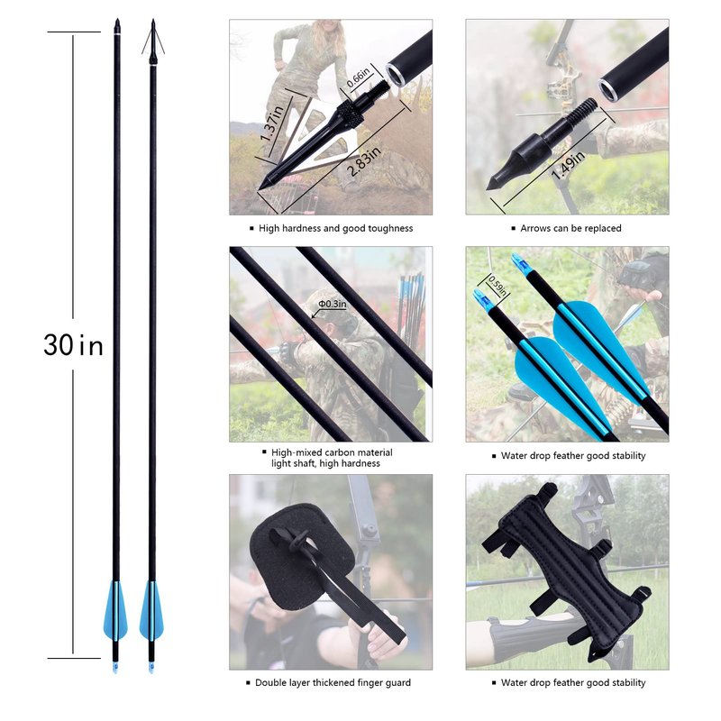 Furqery 52" Bow and Arrow Set for Adults, Archery Recurve Bows Beginner Right & Left Handed, Takedown Recurve Bow with 12 Carbon Fiber Arrows for Hunting & Target Practice Outdoor, 40lb