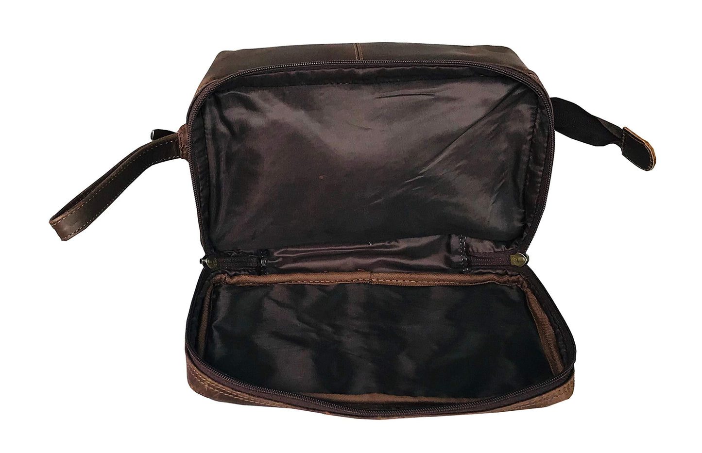 18" Messenger Laptop Briefcase Bag For Men With Vintage Leather Toiletry Dopp Kit