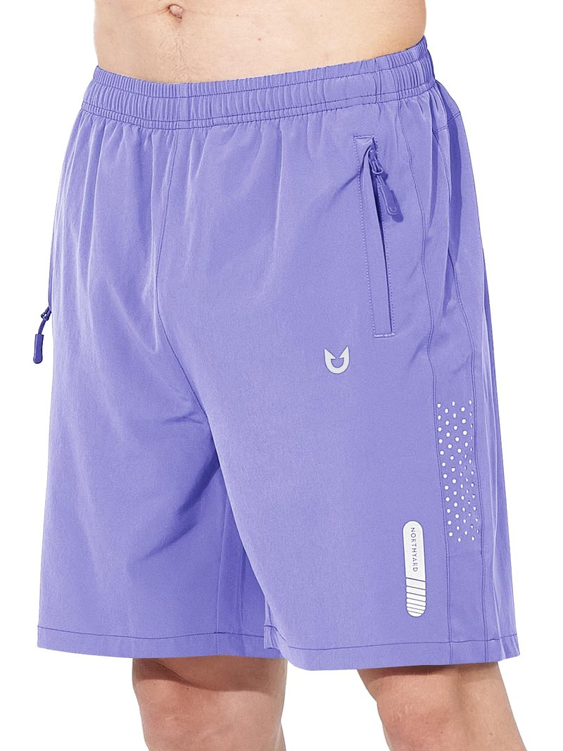 NORTHYARD Men's Athletic Running Shorts Gym Workout 7"/9"/5" Quick Dry Lightweight Sports Basketball Tennis 3 Zipper Pockets Violet S