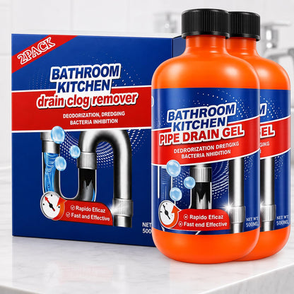 Drain Clog Remover, Drain Clog Dissolver, Opener-Cleaner, Toilet Clog Remover-Professional Strength Liquid Pipe Build Up Remover (2 pcs)