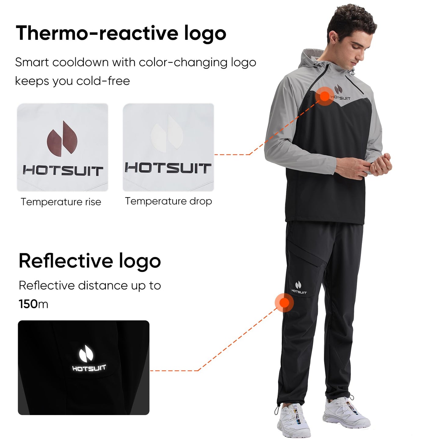HOTSUIT High-Tech Men’s Sauna Suit Pants for Fitness Temperature Sensitive Logo Machine Washable,Black,2XL