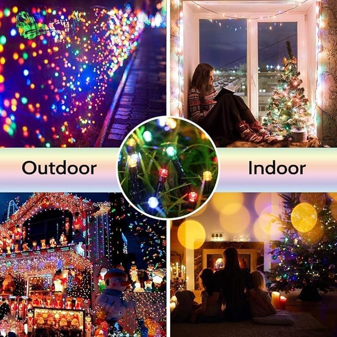 Minetom 205Ft Christmas String Lights, 600 LEDs Twinkle Christmas Tree Lights String- 8 Lighting Modes Fairy Lights for Christmas Trees Indoor Outdoor Holiday, Multicolor