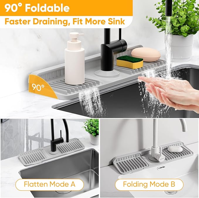 17.7'' Folding Faucet Mat for Kitchen Sink Splash Guard Kitchen Sink Faucet Mat