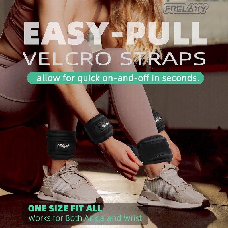 Frelaxy Ankle Weights Sets for Women Men Kids 1lb 2lb 3lb Pairs with Adjustable Straps, Strength weighted for Physical Therapy Running Walking Fitness Gym Workout (Purple, 2 lbs x 2)