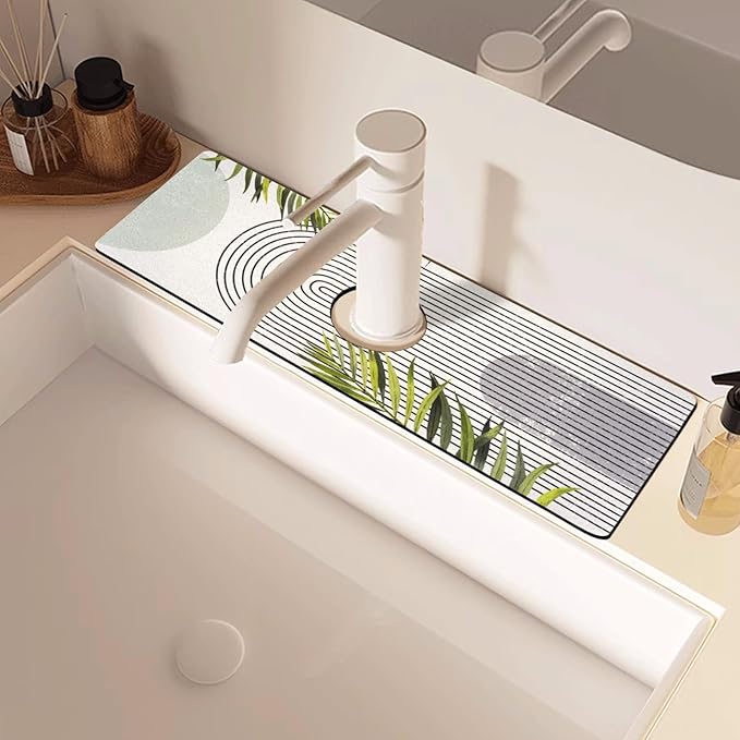 Sink Faucet Absorbing Mat, 2 Pack Drying Mat Around Faucet Sink Splash Guard