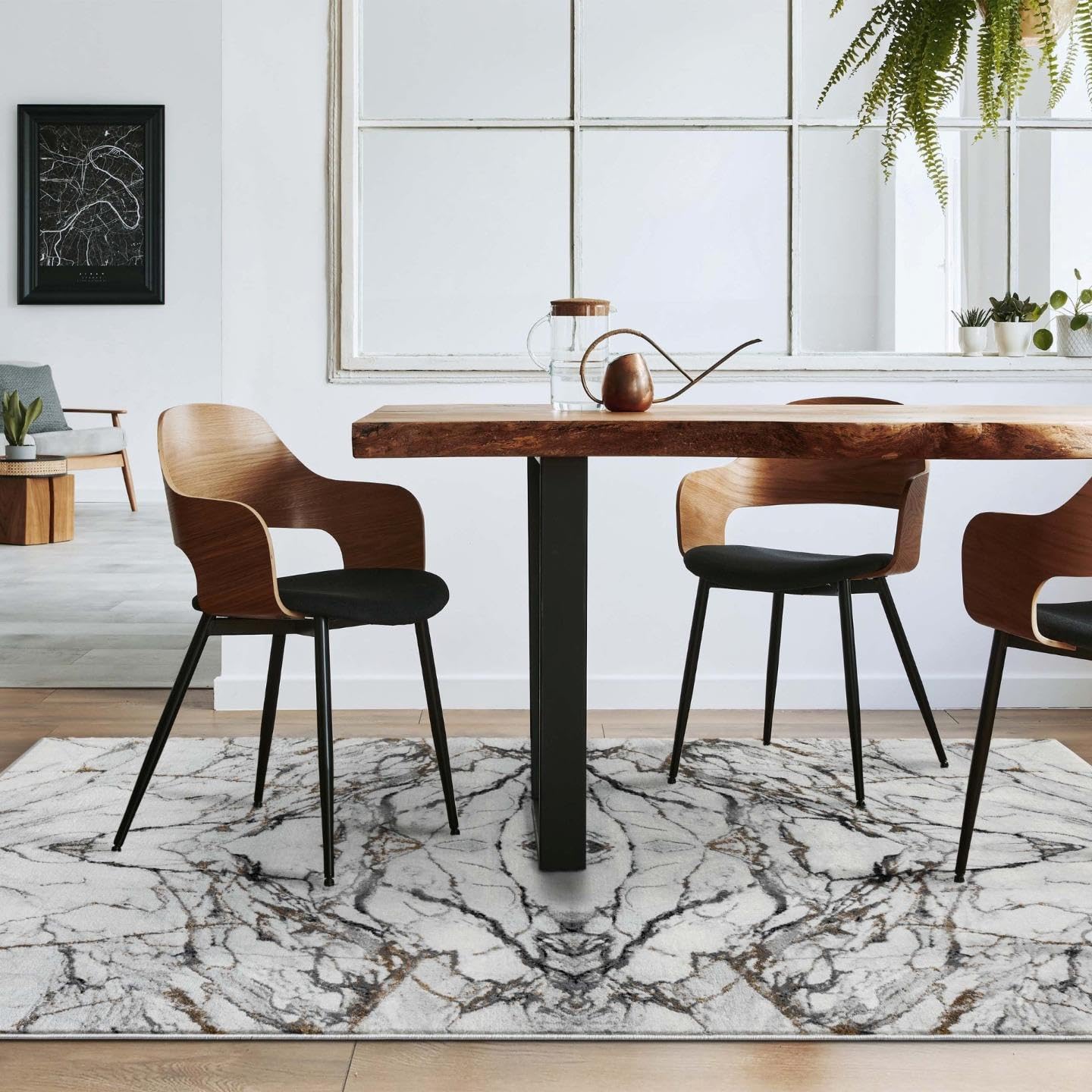 LUXE WEAVERS Marble Effect Abstract Gray 5x7 Area Rug