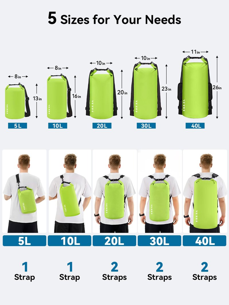 HEETA Waterproof Dry Bag for Women Men, Roll Top Lightweight Dry Storage Bag Backpack with Emergency Whistle for Travel, Kayaking, Boating, Camping, Beach, Cruise Ship Essentials (Lemon Green, 30L)
