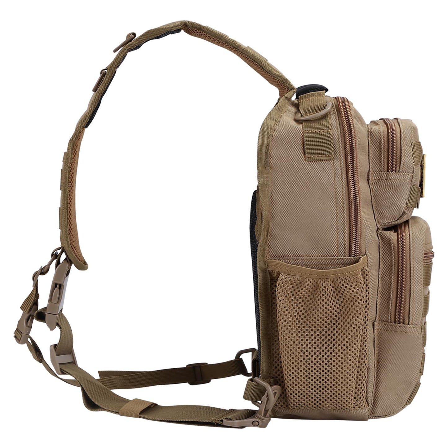 Rover Sling Pack Tactical Shoulder Sling Bag Backpack with Bottle Holder Crossbody Chest Bag, Coyote