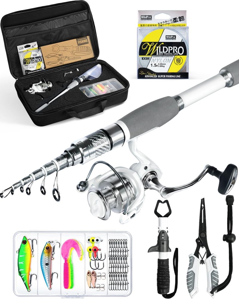 Fishing Rod and Reel Combo - Carbon Fiber Telescopic Fishing Pole with Carrier Bag | Portable for Saltwater & Freshwater