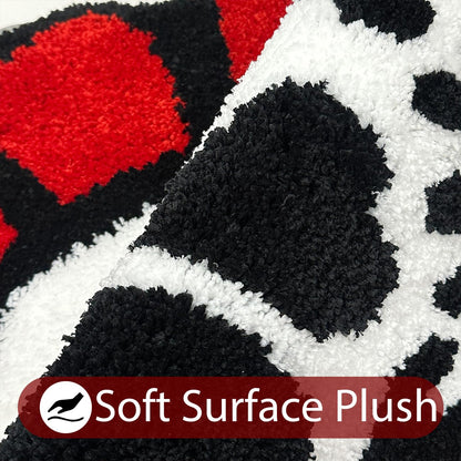 PRELETOCH Trippy Skull Rug Cool Bathroom Rugs Gothic Red Flower Tufted Extra Soft Water Absorbent Quick Dry Bathroom Mat Non Slip Bath Mat Halloween Horror Goth Decor Carpet, 2.6 x 2.6FT