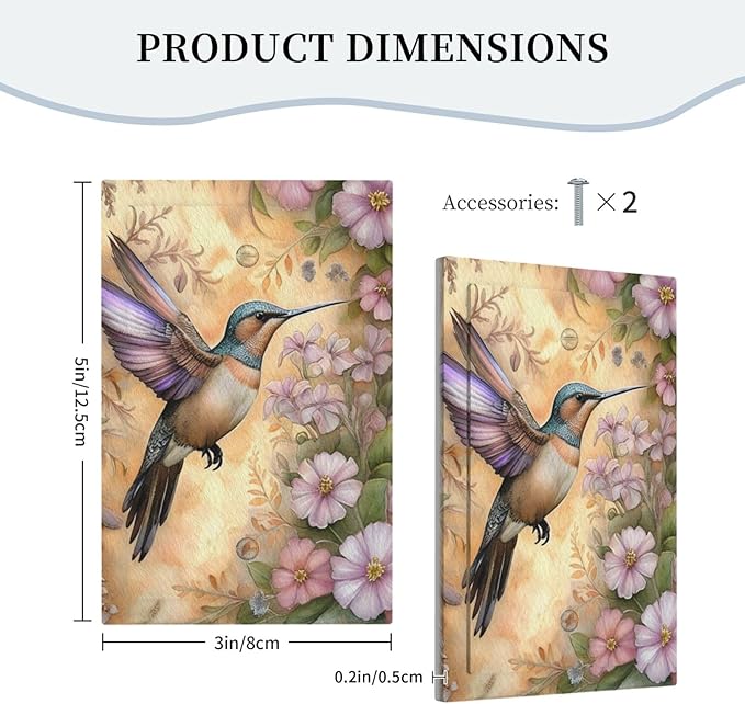 Decorative Art Light Switch Covers Blossom & Hummingbird 1 Gang No Device Blank Switchplate Electrical Faceplate for Home Decor