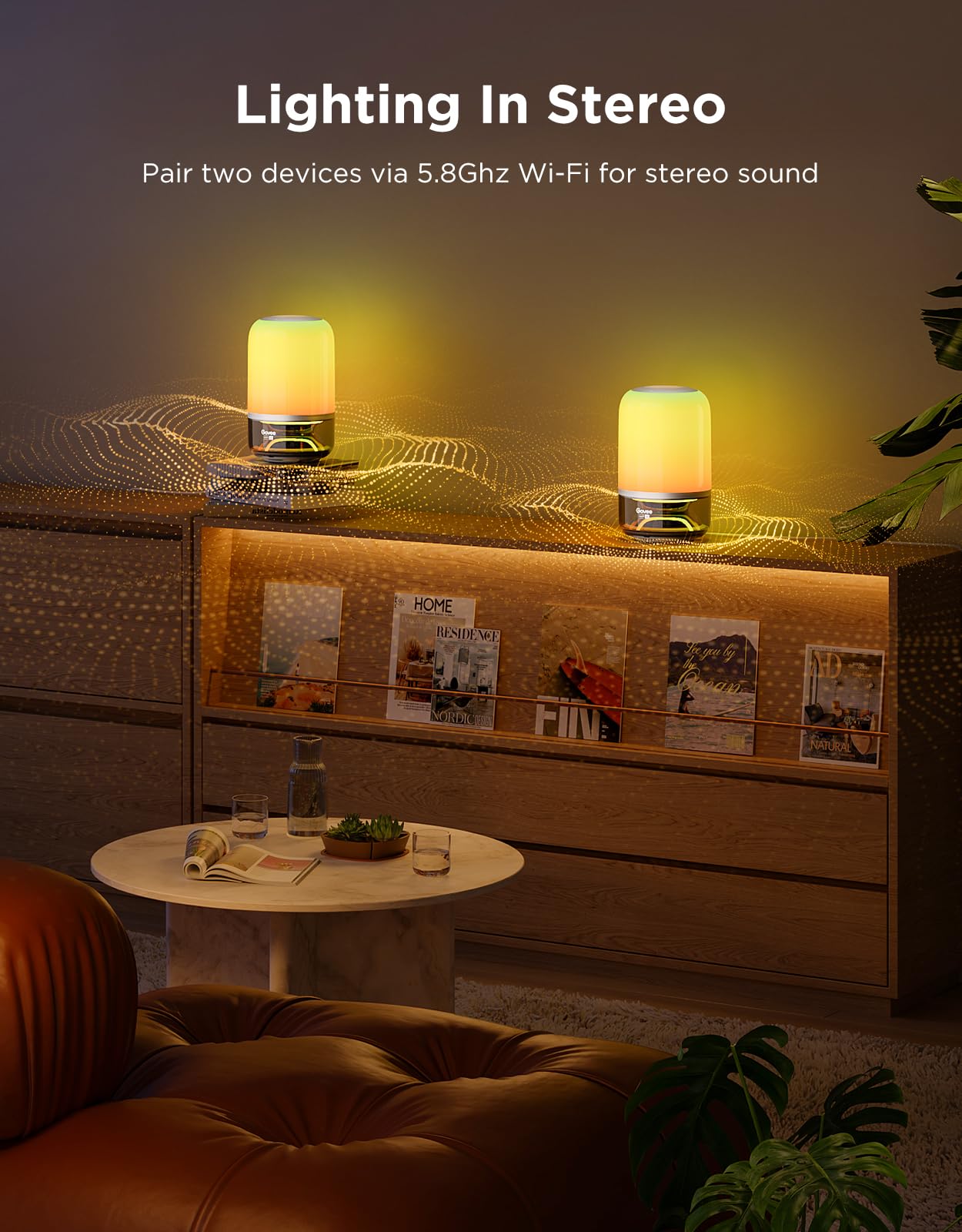 Govee Table Lamp 2 Pro x Sound by JBL, Smart Cordless Table Lamp with Speaker, Music-Light Sync, 16 Music Modes & 100+ Scene Modes, Work with Matter, DIY Customized Rechargeable Desk Lamp for Bedroom