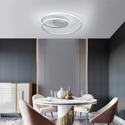 MADEM Room Decor Modern Ceiling Light, 20.5'' Dimmable LED Flush Mount Ceiling Light 47W LED Chandelier Close to Ceiling Light for Bedroom Living Room Dining Room, Silver