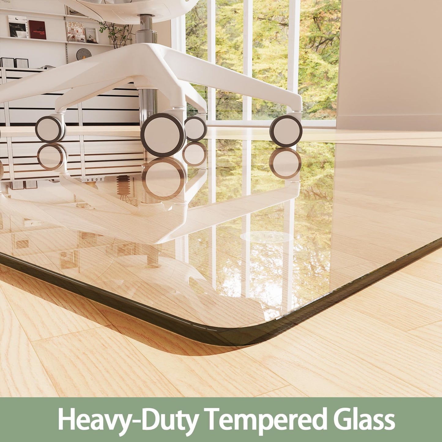 InfiniGlass Tempered Glass Chair Mat 46"x36" – Ultra-Clear Office Chair Mat for Hardwood Floors & Low-Pile Carpets – Heavy-Duty 0.2" Scratch-Resistant Surface with Non-Slip Pads – Supports 1,000 lbs
