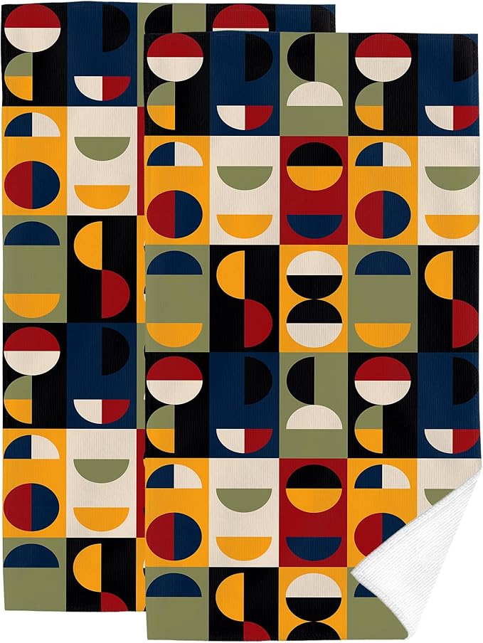 Mid Century Modern Retro Hand Towels for Bathroom Set of 2 Soft Absorbent Vintage Decorative Bath Towels for Bathroom Home Farmhouse Kitchen Spa Gym Yoga 14"x28"
