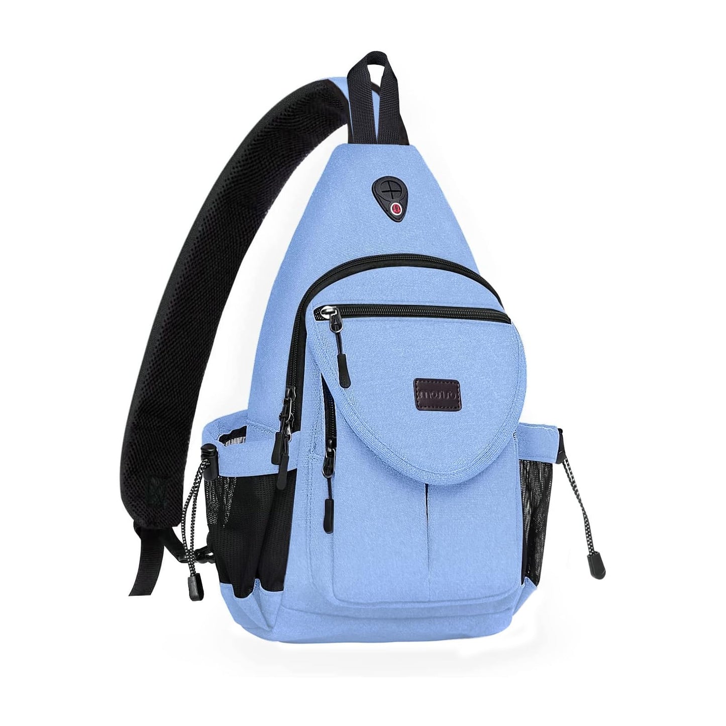 MOSISO Sling Backpack,Canvas Crossbody Hiking Daypack Bag with Anti-theft Pocket, Air Blue