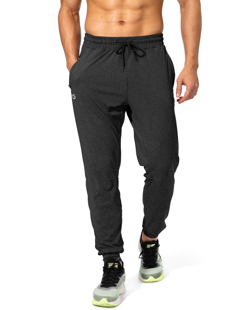 G Gradual Men's Sweatpants with Zipper Pockets Athletic Pants Traning Track Pants Joggers for Men Soccer, Running, Workout(Heathered Black,XXL)