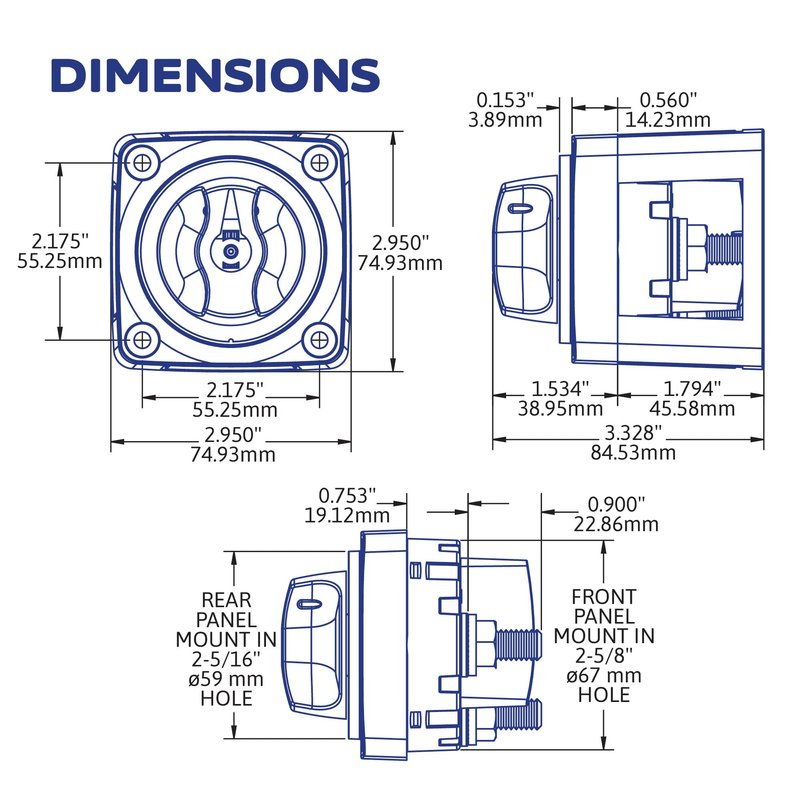 Blue Sea Systems On/Off Battery Isolator Switch With Locking Key, Red, 6004 m‑Series