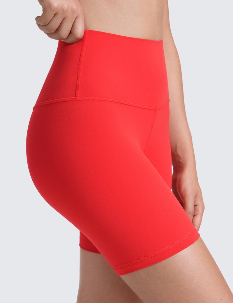 CRZ YOGA ButterLuxe Biker Shorts 6" - High Waisted Workout Running Volleyball Spandex Yoga Womens Deep Red Medium