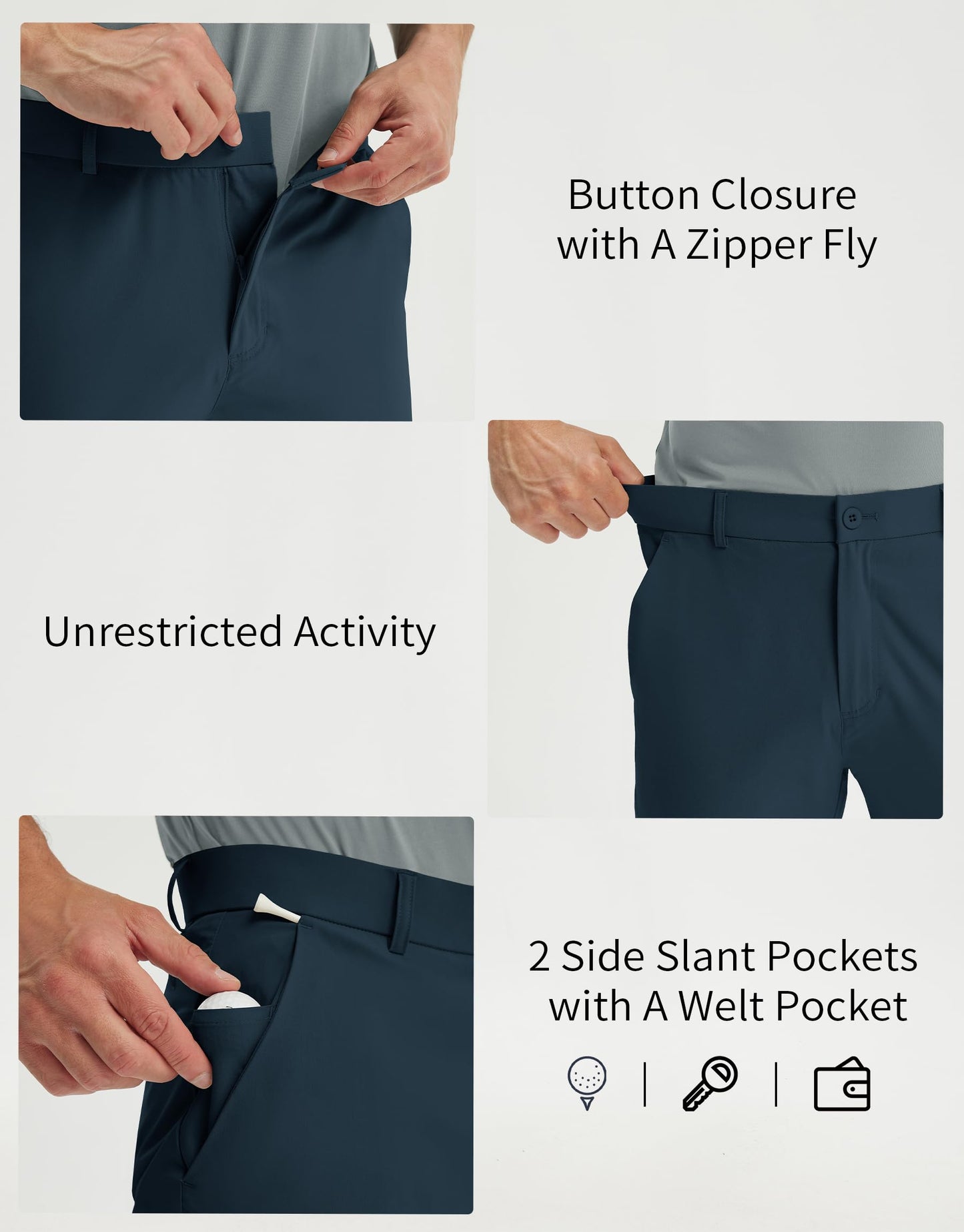 M MAELREG Men's Stretch Golf Pants 30"/32"/34" Inseam Lightweight Work Dress Pants Quick Dry Casual with Pockets Navy