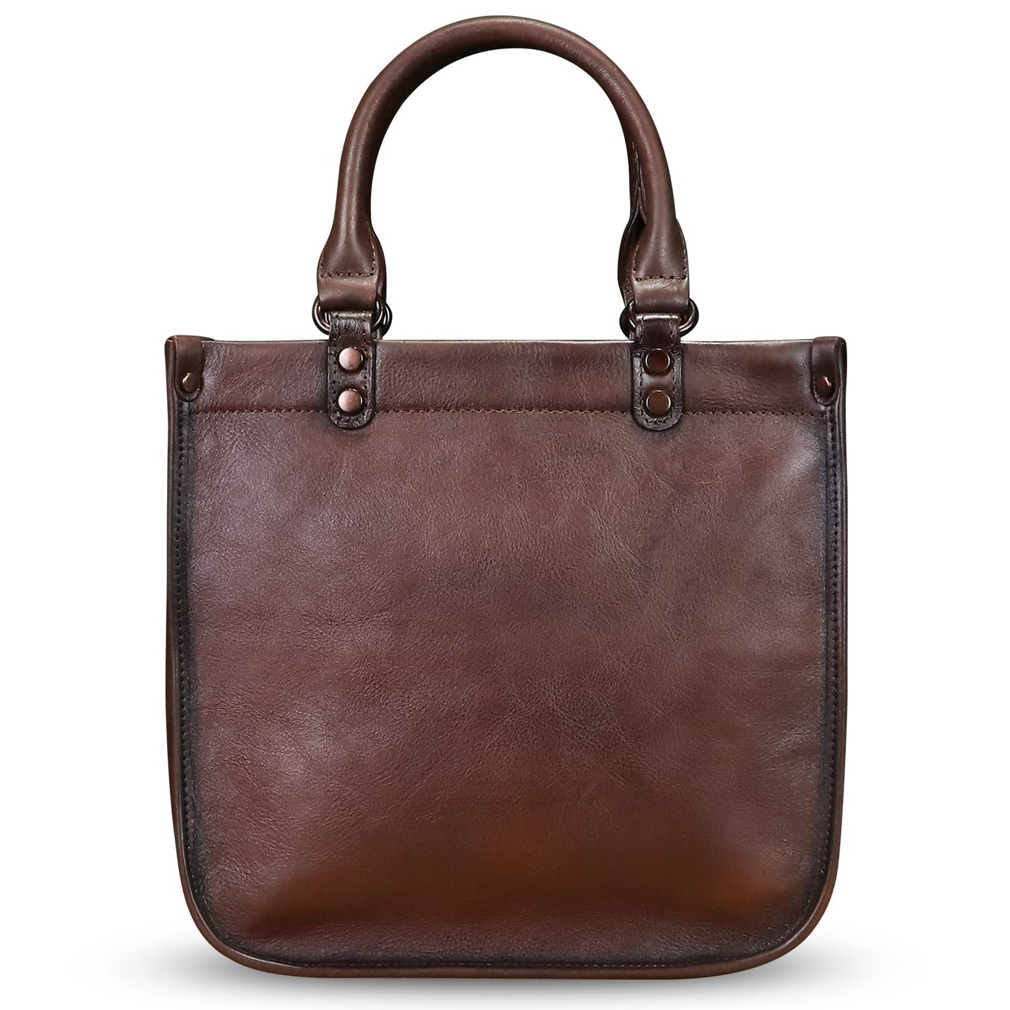 Genuine Leather Top Handle Handbag Purse for Women Vintage Over the Shoulder Bag Handmade Crossbody Satchel (Coffee) Medium