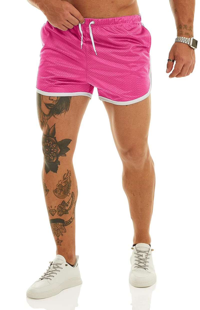 Ouber Men's Fitted Shorts Bodybuilding Workout Gym Running Tight Lifting Shorts with Pockets Green, XXL