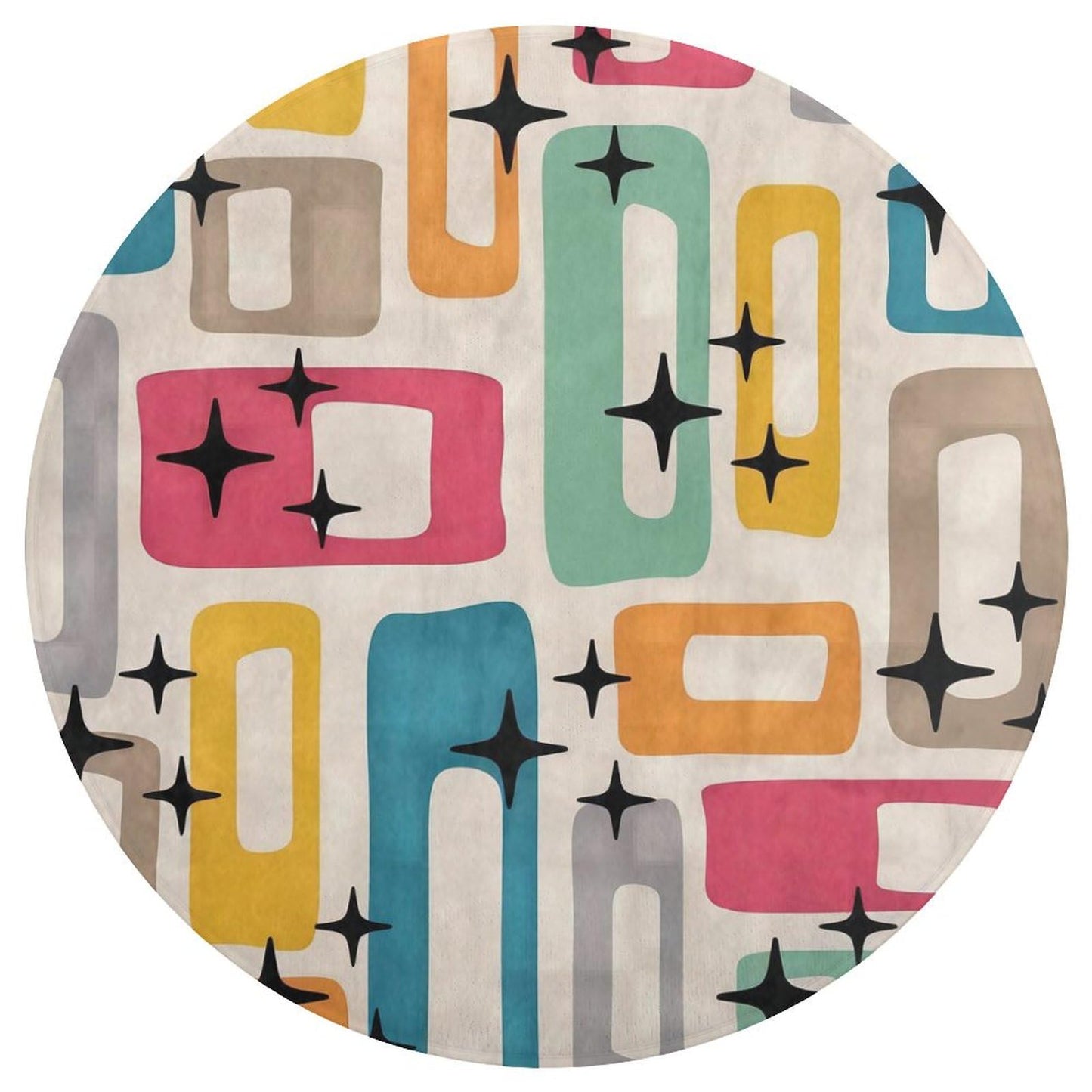 Mid-Century Modern Atomic Art Ultra Soft Non-Slip Area Rugs Indoor Coral Velvet Floor Mat Short Flannel Carpet for Living Room Bedroom Dining Room