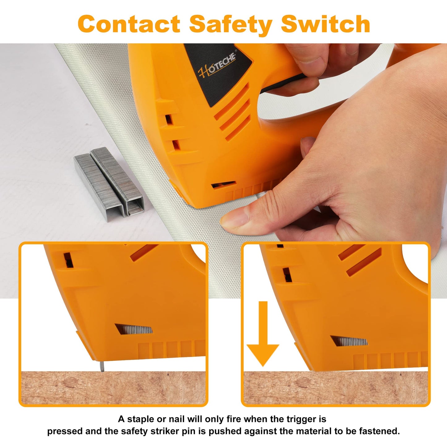Hoteche Electric Brad Nailer/Stapler - 2-in-1 Power Staple Gun & Nail Gun for Woodworking & Upholstery - Includes 100Pcs 19/32-Inch Brad Nails & 400Pcs 3/8-Inch Staples