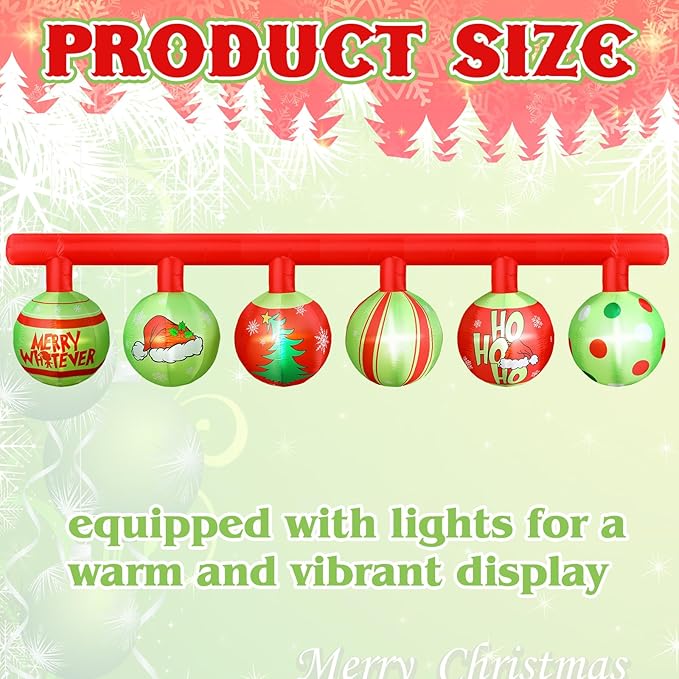 Retisee 14.5ft Long Christmas Green Inflatable Outdoor Decoration Christmas Light up Inflatable Decoration Blow up Hanging with Built in LED Lights for Xmas Party Lawn Yard Outdoor Indoor Supplies