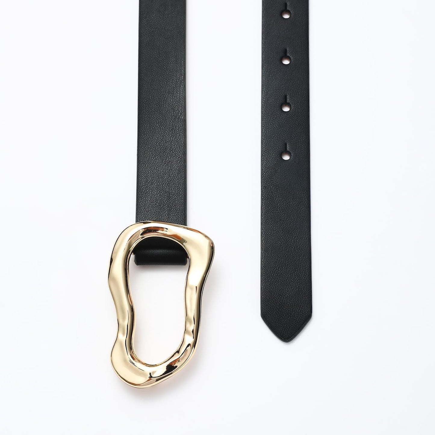 RISANTRY Black Belt for Women Stylish Gold Buckle Fashion Leather Waist Belt Perfect for Jeans and Dresses
