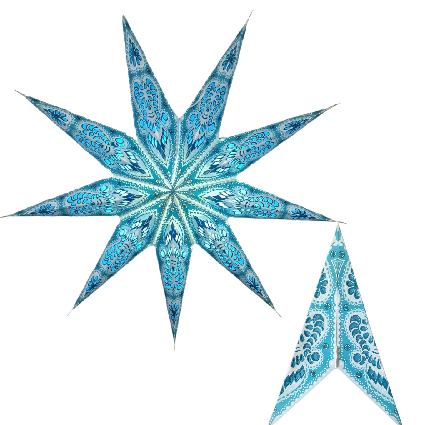 YEPSIO Lantern Lampshade 9 Pointed Paper Star Light Shades Large 60cm Star Hanging Decorations for Christmas Wedding Home Decoration Birthday Party (Turquoise)