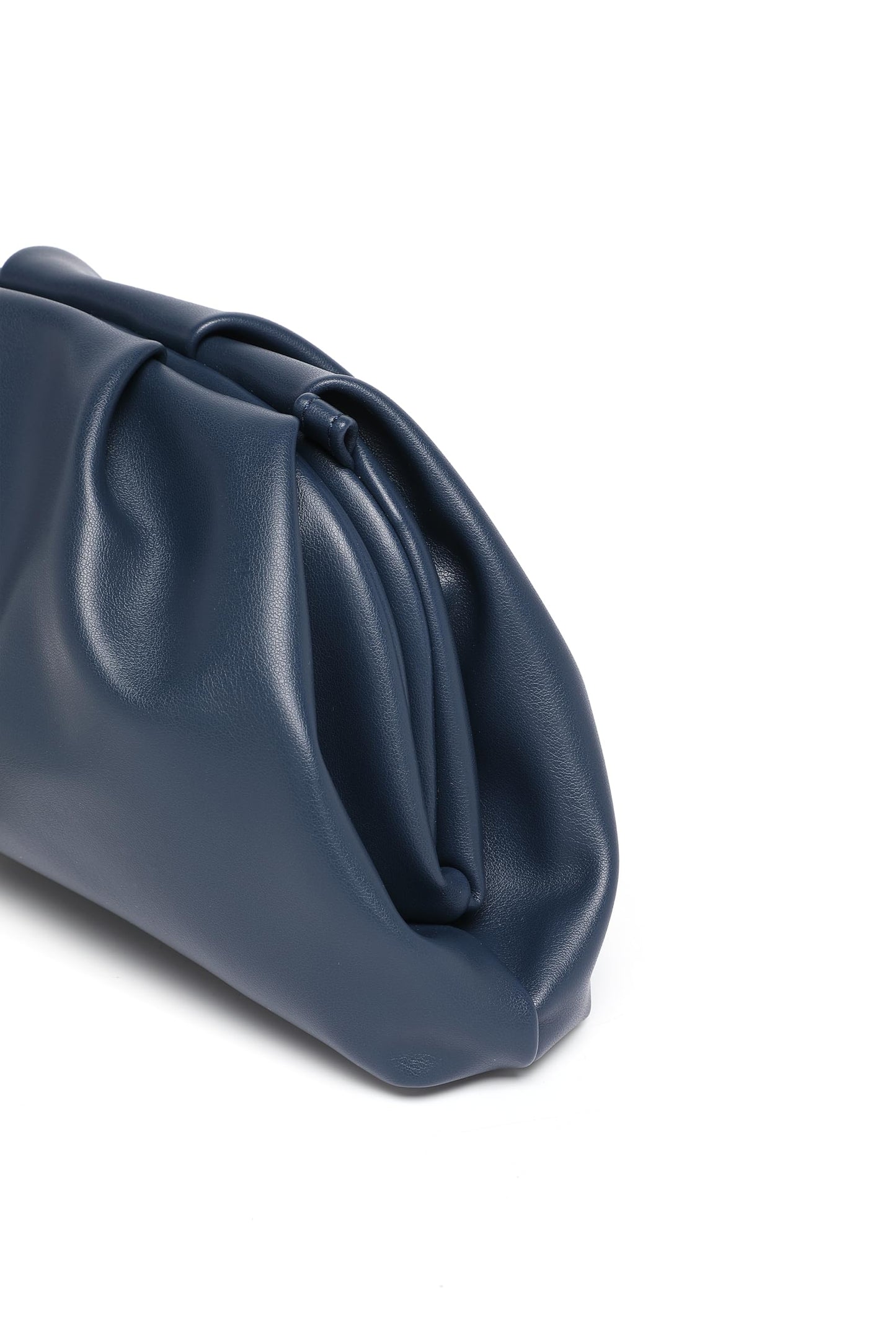 YUWITA Soft PU Leather Clutch Purses for Women Formal Elegant Luxurious Evening Bag (Navy Blue)