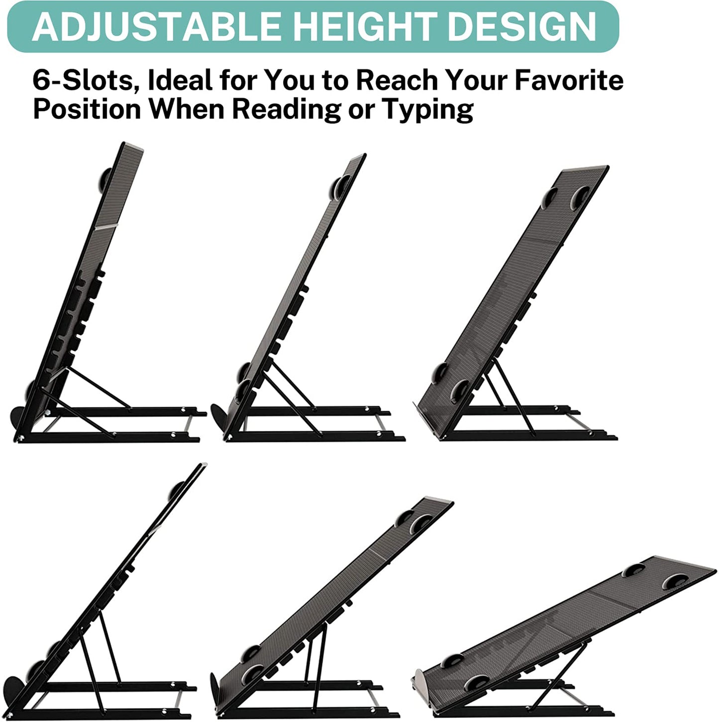 MaxGear Desktop Document Holder for Typing, Foldable Paper Holder Stand for Desk with 4 Magnetic Buckles, Metal Mesh Letter Copy Holder with Non-Slip Base, 6 Adjustable Viewing Angles, Black