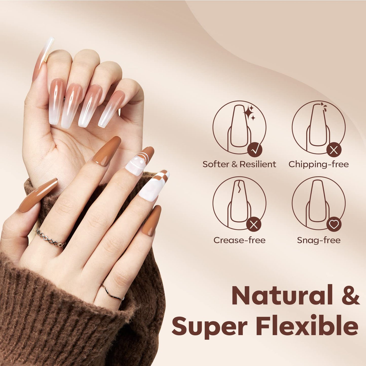 modelones 9 in One Gel Nail Glue Brush On Nail Glue 15 ml for Tips, Rhinestones, Base Coat, Blooming Art Gel Kit for Press on Nails Acrylic Tips U V Lamp Needed 2Pcs