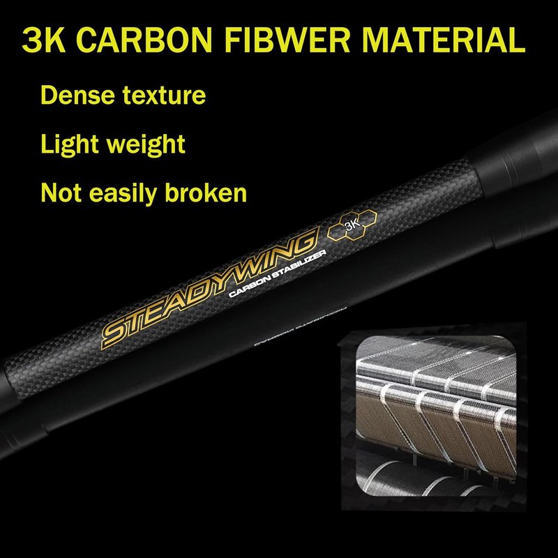 Archery Bow Stabilizer - Carbon Fiber Balance Bar with Damping System | 6", 8", 10", 12", 15" Options
