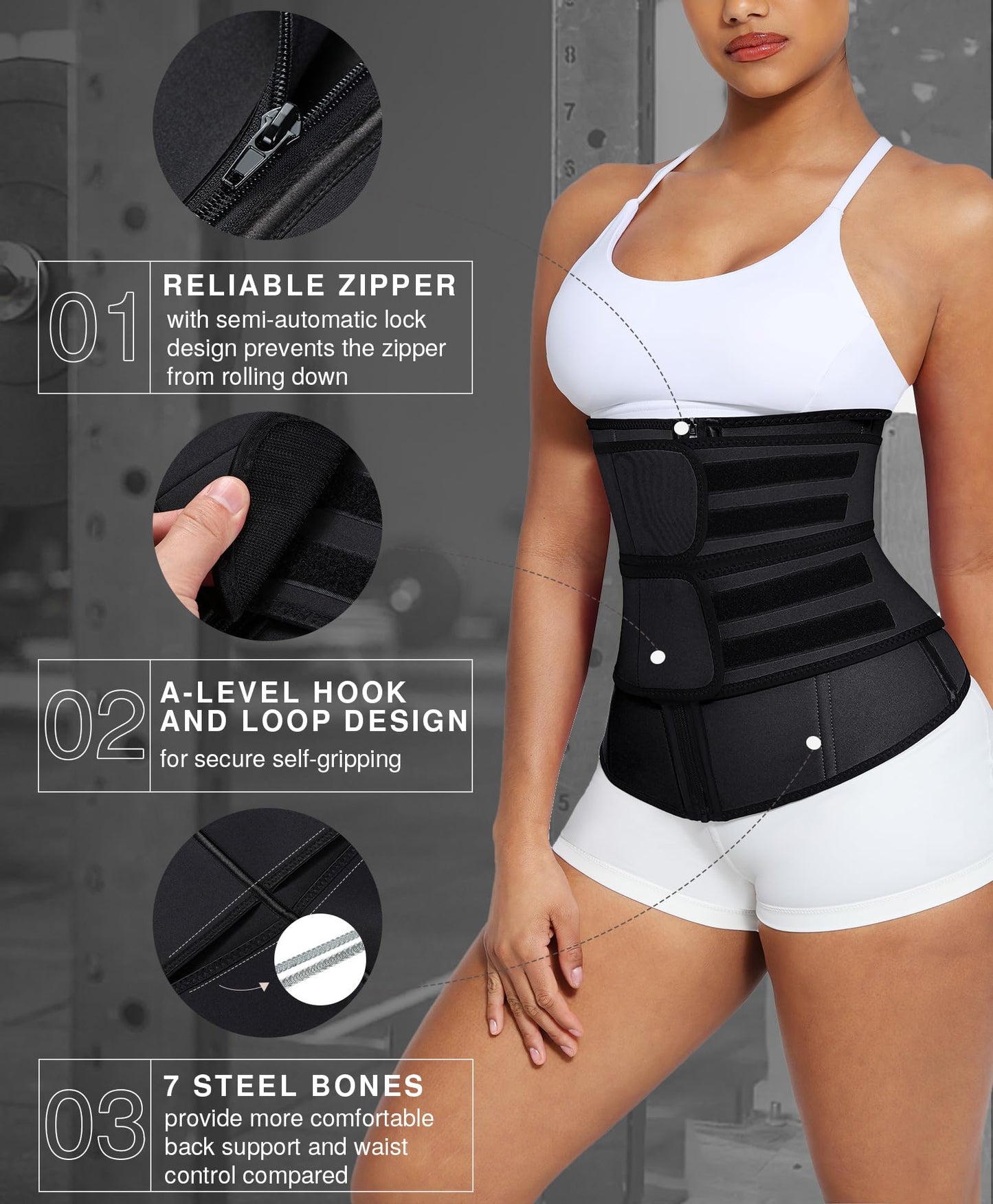 Lover-Beauty Waist Trainer for Women Long Torso Sauna Workout Waist Trainer Double Belts Neoprene Corset Waist Cincher Trimmer with Zipper