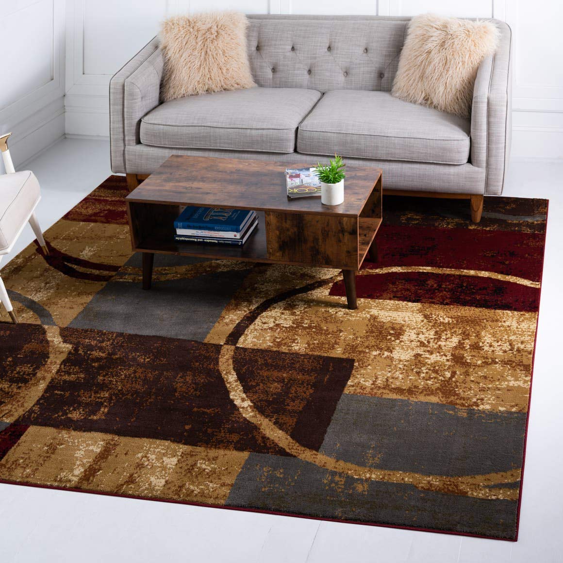 Unique Loom Barista Collection Area Rug - Kouillou (4' 1" Square, Multi/ Brown)