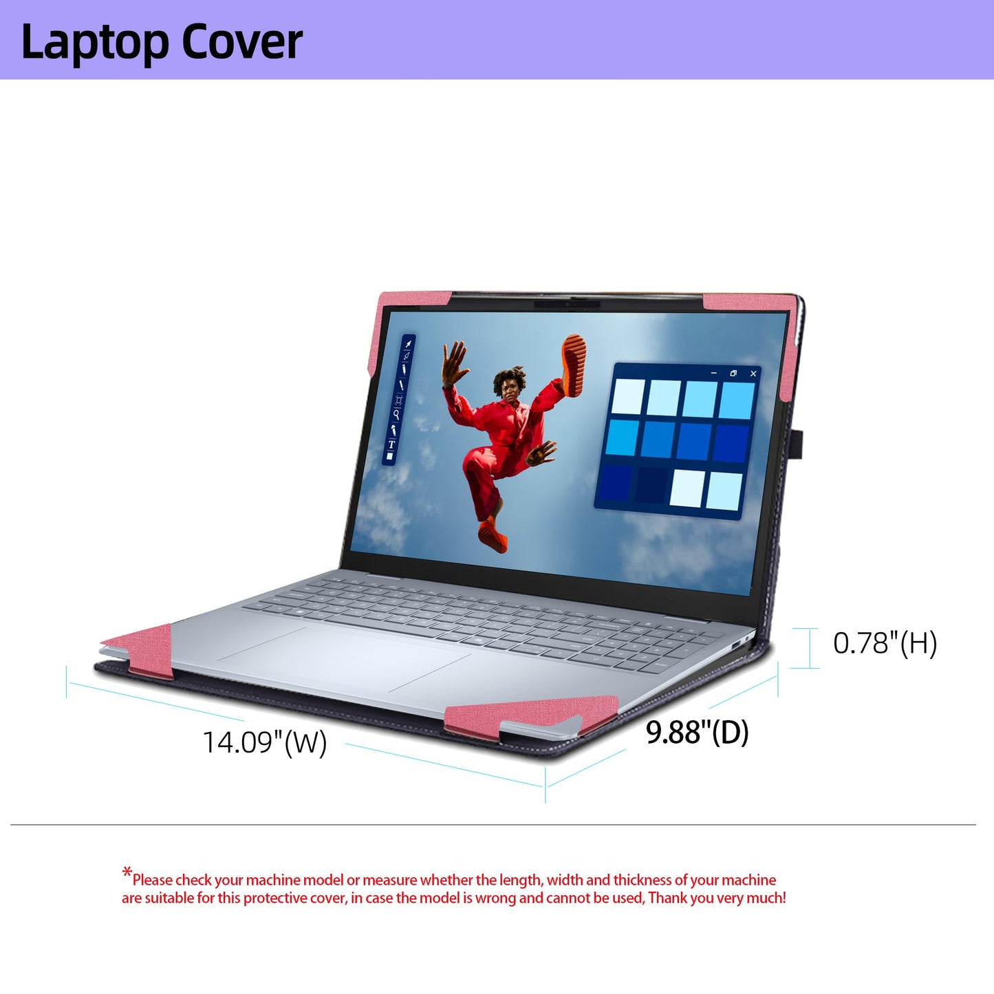 Laptop Case for Dell 16 Plus DB16250 DB16255|16 Plus 2-in-1 DB06250 [Not Other Models] All Inclusive Drop Case 16" PU Leather Protective Laptop Bag Detachable Shell (Pink)