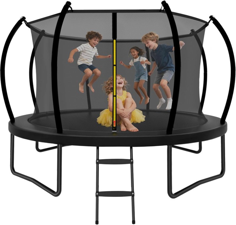 14FT Outdoor Trampoline for Kids - ASTM Approved with Safety Enclosure Net & Ladder | Rust-Resistant Frame