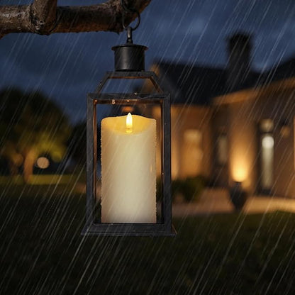 NURADA Outdoor Flameless Candles with Remote Timer - Waterproof Tall Realistic Flickering LED Pillar Electric Battery Operated Fake Candle for Home Wedding Fireplace Decor - Ivory 2 Pack (8" 8")