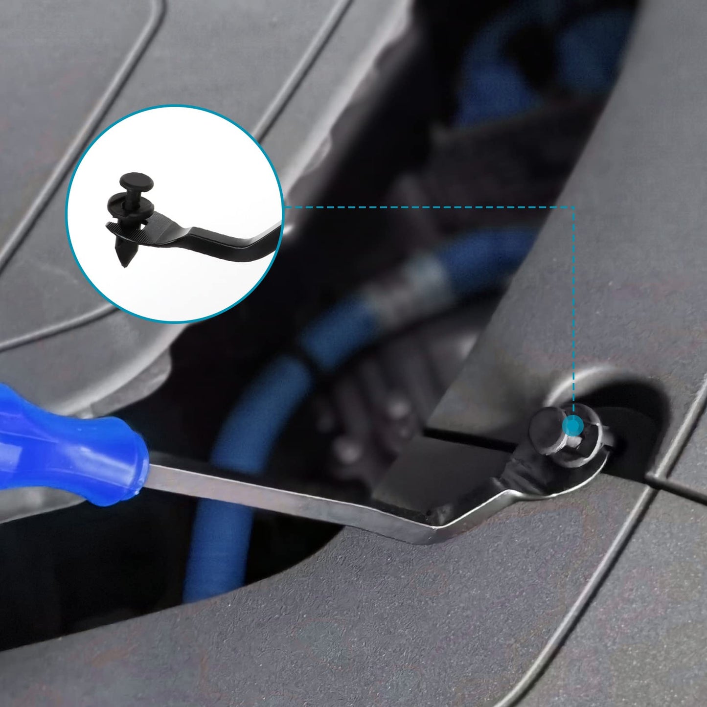 835 PCS Car Push Retainer Clips and Plastic Fasteners Kit - 24 Sizes Nylon Bumper Fender Clips Plastic Rivets with Fasteners Removal Tool for Toyota GM Ford Honda Acura Chrysler Blue