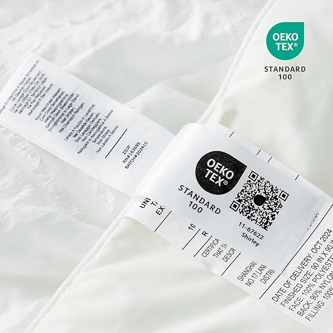 Cozy Bliss Cooling Comforter Full Size Seersucker Plaid, Q-Max 0.4 Reversible Lightweight Cooling Blanket, Breathable Silk Smooth Summer Bedding Quilt for Hot Sleepers Night Sweats White