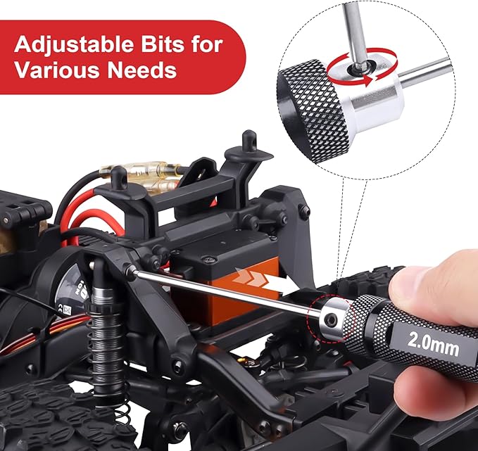 Hex Screwdriver Set - 7pcs Hex Allen Drive Kit 0.9mm 1.27mm 1.3mm 1.5mm 2.0mm 2.5mm 3.0mm Key Repair Tools for Traxxas Arrma Losi Redcat RC Cars Models FPV Drone Helicopter